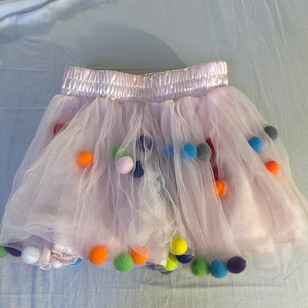 Colorful Pom-Pom Tulle Skirt for Kids